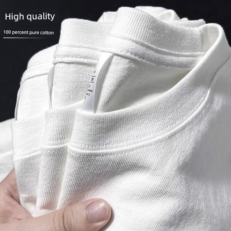 Deep coffee 300g heavy cotton long-sleeved loose solid color T-shirt top with thick men's and women's undershirts in autumn - Image 1