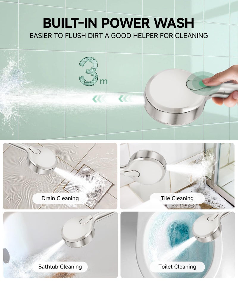 SunCleanse Filtered Shower Head with Handheld, 9-Spray Mode High Pressure Detachable Shower Head with Filters for Hard Water - Remove Chlorine Brushed - Image 4