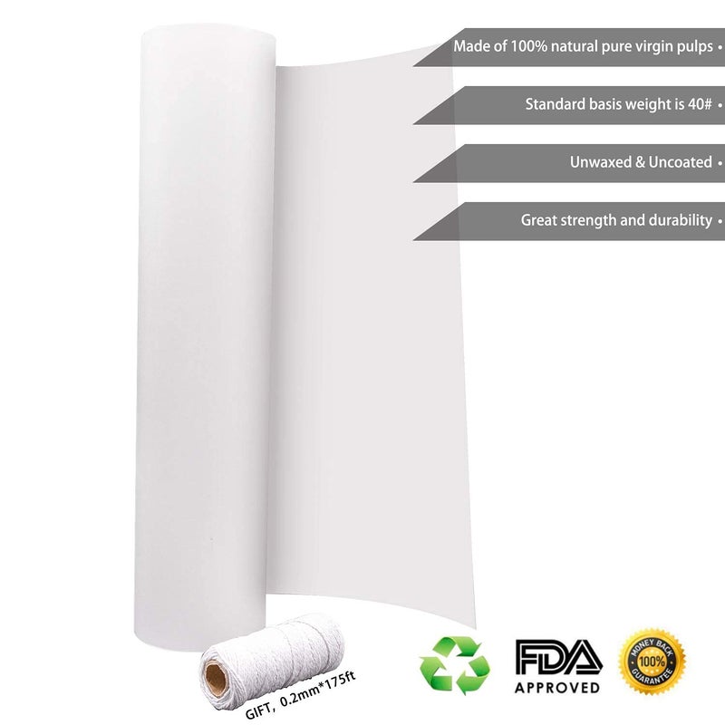 YRYM HT White Kraft Butcher Paper Roll -18 inch x 2100 inch (176 ft) Food Grade White Wrapping Paper for Meats of All Varieties - Unbleached Unwaxed and Uncoated - Image 5