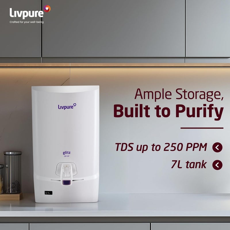 Livpure Glitz Pure UVUF Water Purifier with 7 L tank capacity Suitable for Municipal Water TDS upto 250ppm White Not Suitable for tanker or borewell water - Image 4