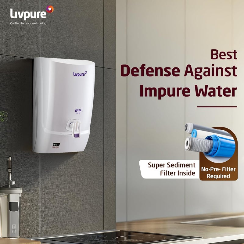 Livpure Glitz Pure UVUF Water Purifier with 7 L tank capacity Suitable for Municipal Water TDS upto 250ppm White Not Suitable for tanker or borewell water - Image 3