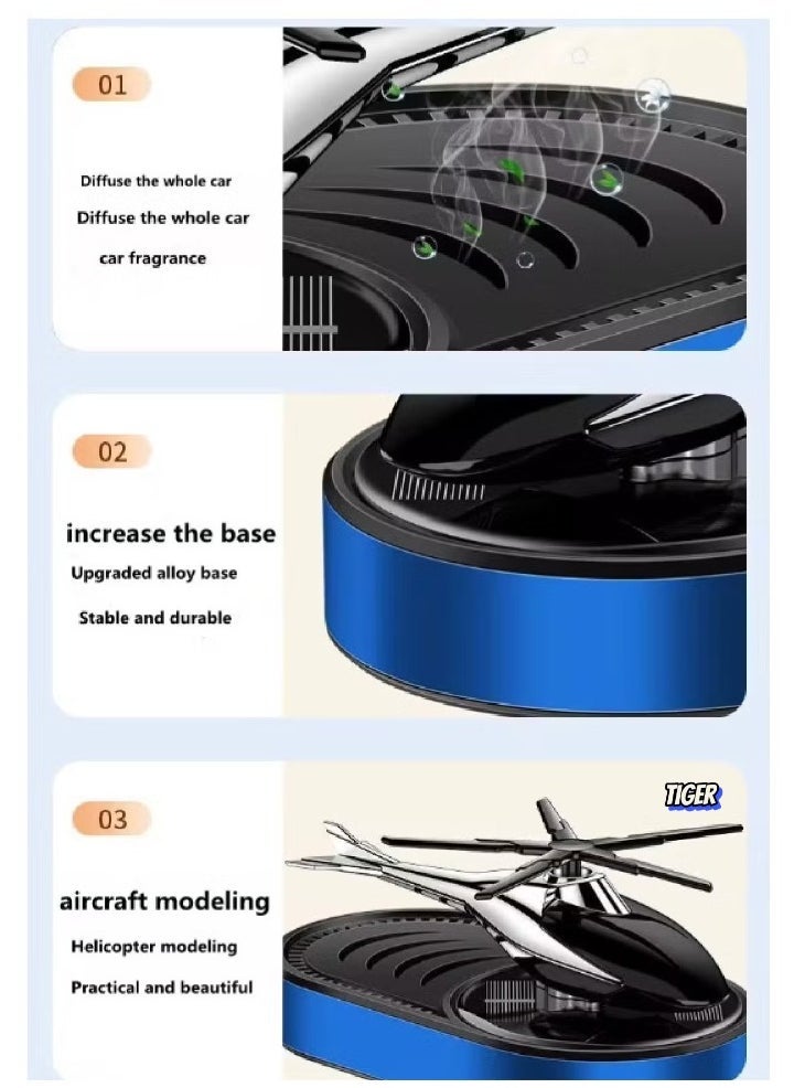 JAJEEK Car Air Freshener Mini Helicopter Rotating Solar Airplane – Unique Solar-Powered Rotating Design, Freshens Your Car with Long-Lasting Scent – Stylish and Functional Car Accessory - Image 2