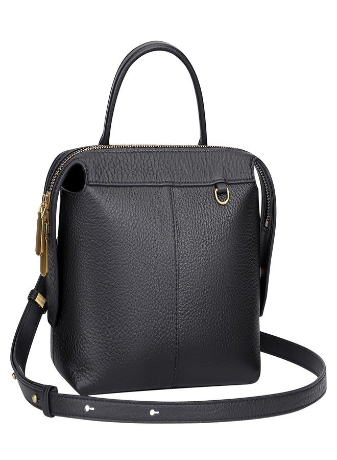 Over Earth Genuine Leather Crossbody Bags for Women Small Top Handle Satchel Purses and Handbags(O227E Black) - Image 1