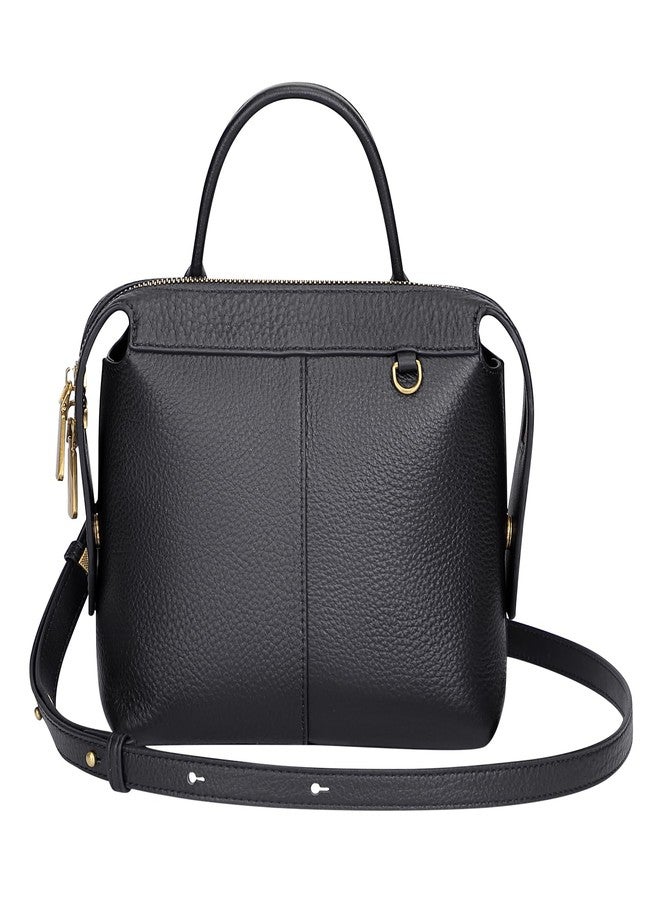 Over Earth Genuine Leather Crossbody Bags for Women Small Top Handle Satchel Purses and Handbags(O227E Black) - Image 3