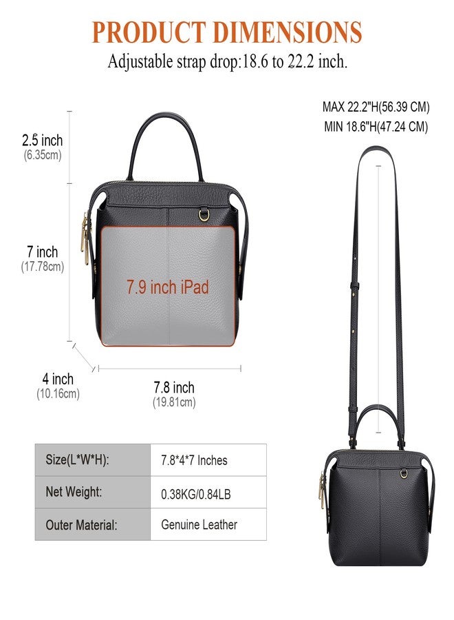 Over Earth Genuine Leather Crossbody Bags for Women Small Top Handle Satchel Purses and Handbags(O227E Black) - Image 4