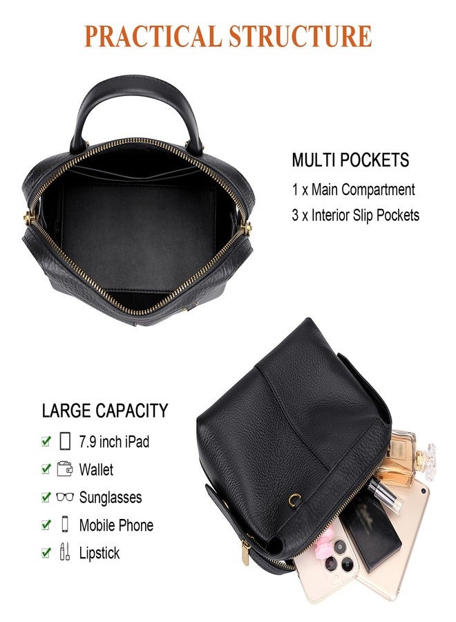 Over Earth Genuine Leather Crossbody Bags for Women Small Top Handle Satchel Purses and Handbags(O227E Black) - Image 5