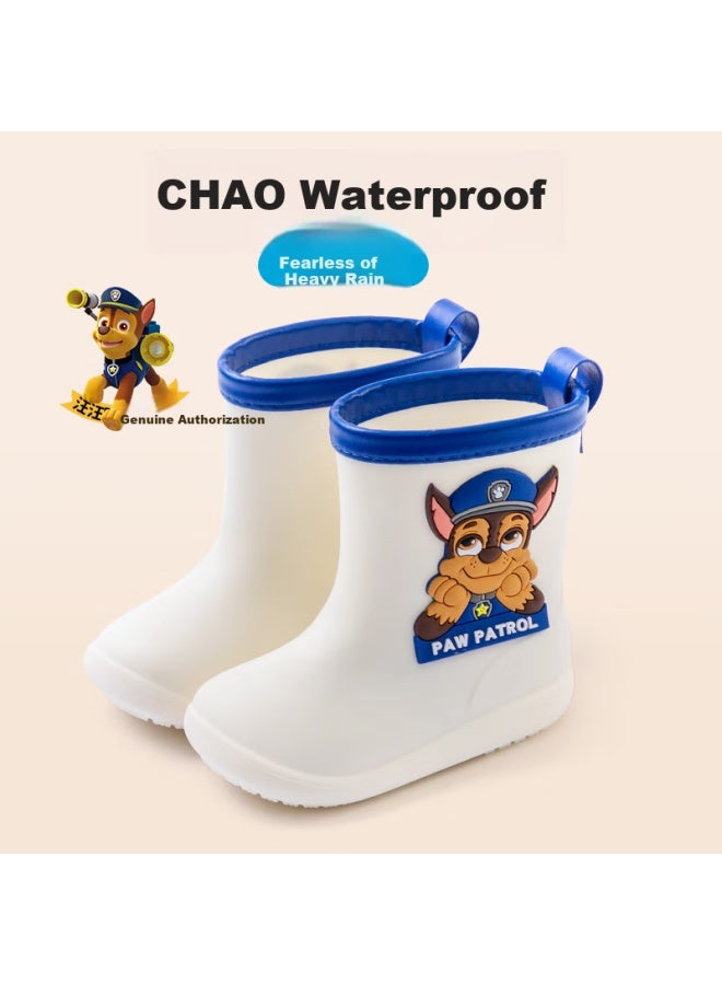 Daddy Pig Zhubaba Children's Rain Boots, Boys' Non-slip Waterproof Wear-resistant, Girls' 3d Baby Toddler Cartoon Paw Patrol Rain Boots, White, Size 15 - Image 2