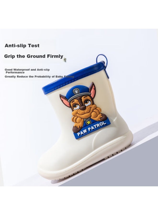 Daddy Pig Zhubaba Children's Rain Boots, Boys' Non-slip Waterproof Wear-resistant, Girls' 3d Baby Toddler Cartoon Paw Patrol Rain Boots, White, Size 15 - Image 3