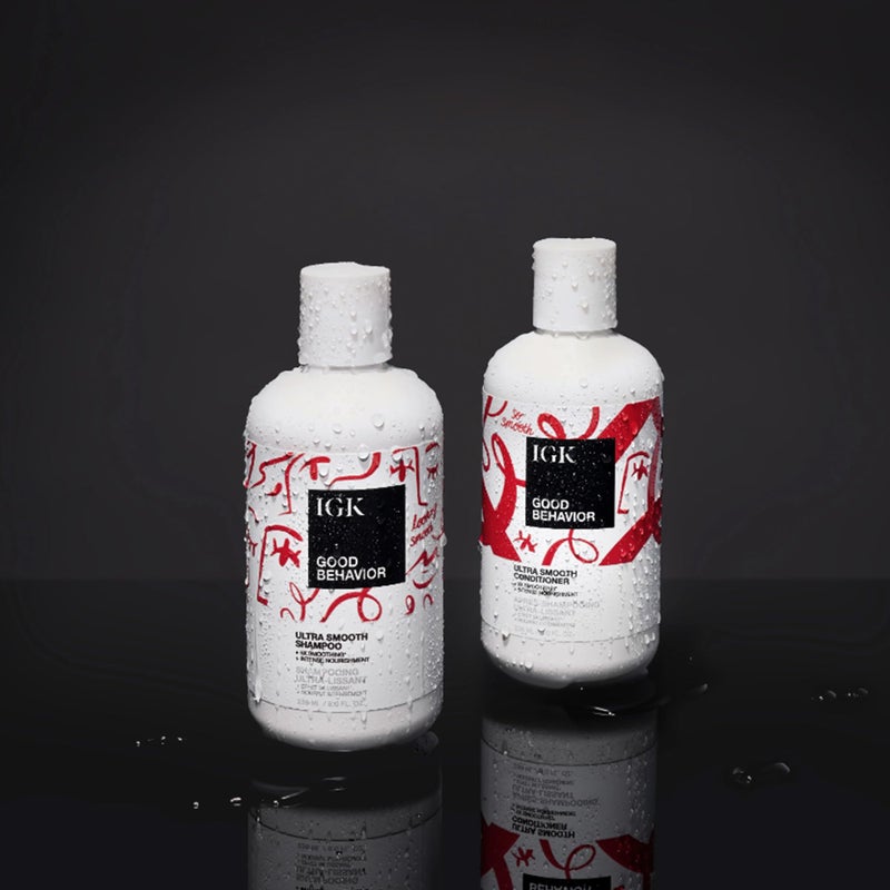IGK GOOD BEHAVIOR Ultra Smooth Shampoo and Conditioner Set (8 Oz) + Bonus Travel Size Packettes | Volume + Thickening | Vegan + Cruelty-Free | - Image 3
