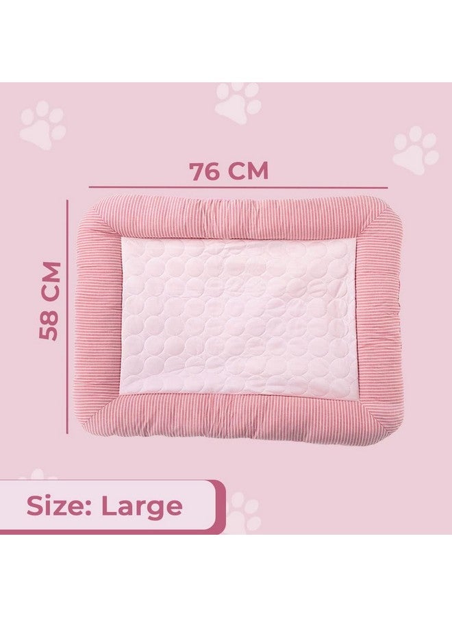 Homestic Rectangular Dog & Cat Bed|Yarn Dyed Oxford Cloth|Nylon And Polyester With Cotton Filling|Self-Cooling Bed For Dog & Cat|Small Light-Weight & Durable Dog Bed|Zqcj005P-L|Pink - Image 2
