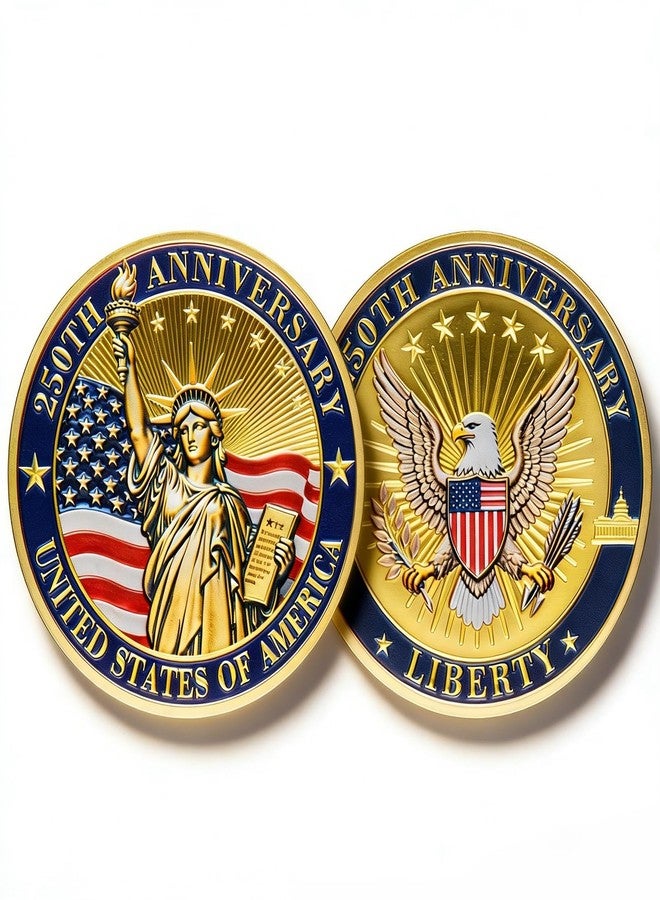 Habbiful 250 Anniversary Challenge Coin for Collectors 1776-2026 250th Anniversary Bald Eagle Liberty Coin Display (A) - Image 1