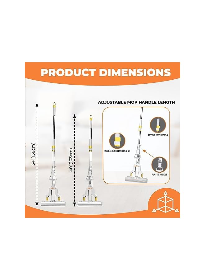 Zalcoon PVA Sponge Mop with Bucket, 3 Extra Ultra Absorbent PVA Sponge Refill, Household Cleaning Tool for Kitchen, Tiles, Multi-Surface Hard Floors - Image 5