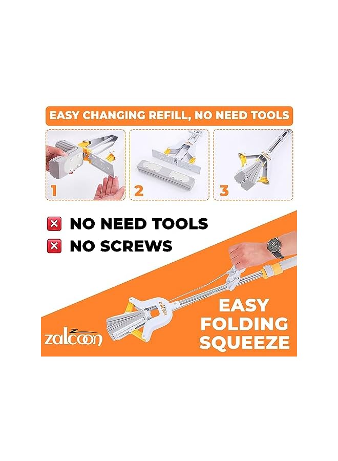 Zalcoon PVA Sponge Mop with Bucket, 3 Extra Ultra Absorbent PVA Sponge Refill, Household Cleaning Tool for Kitchen, Tiles, Multi-Surface Hard Floors - Image 2