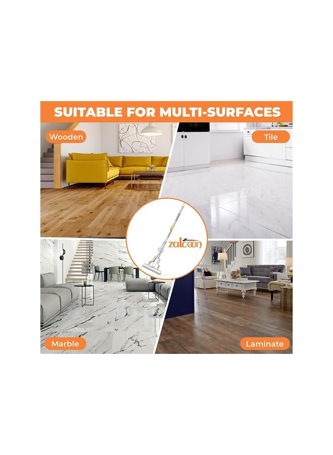 Zalcoon PVA Sponge Mop with Bucket, 3 Extra Ultra Absorbent PVA Sponge Refill, Household Cleaning Tool for Kitchen, Tiles, Multi-Surface Hard Floors - Image 4