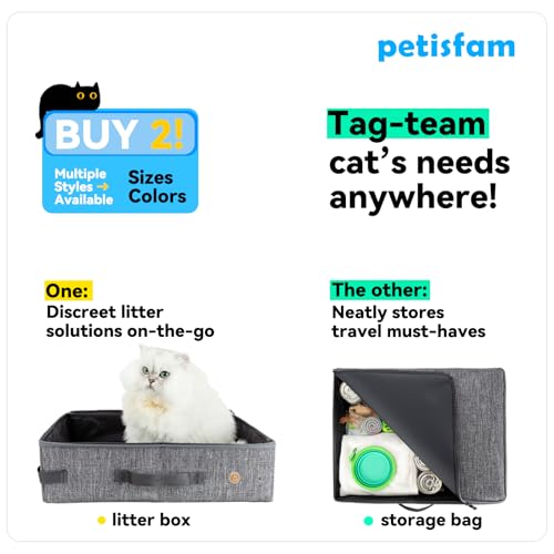 petisfam Stop Lugging a Heavy Hard Litter Box Again. Portable Cat Travel Litter Box with Zipped Lid to Keep Everything Contained. Easy to Carry, Clean and Use in Car, Hotel, Airplane - Image 5