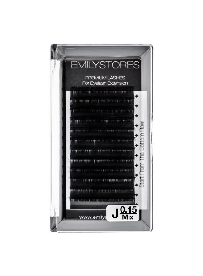 EMILYSTORES Lash Extensions 015mm Thickness J Curl Mixed Sizes 814mm Length Individual Volume Natural Eyelashes For Eyelash Extensions015JMixed 814mm - Image 3