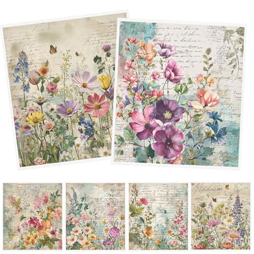 InIsaJace Floral Swedish Dishcloths for Kitchen, 6PCS Vintage Flower Swedish Dish Cloths Gift Set, Reusable Absorbent Cellulose Sponge Dish Towel for Home Cleaning(7.8 X 7 Inches) - Image 1