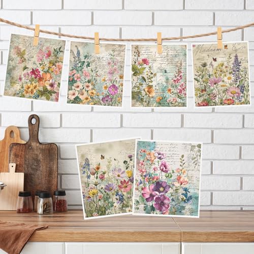 InIsaJace Floral Swedish Dishcloths for Kitchen, 6PCS Vintage Flower Swedish Dish Cloths Gift Set, Reusable Absorbent Cellulose Sponge Dish Towel for Home Cleaning(7.8 X 7 Inches) - Image 5