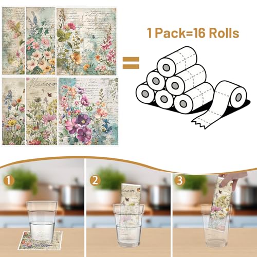 InIsaJace Floral Swedish Dishcloths for Kitchen, 6PCS Vintage Flower Swedish Dish Cloths Gift Set, Reusable Absorbent Cellulose Sponge Dish Towel for Home Cleaning(7.8 X 7 Inches) - Image 3
