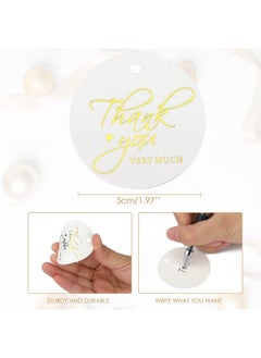 g2plus Highend Metallic Gold Thank You Tag100Pcs Gift Tags With String For Wedding Birthday Baby Shower Party Favor Thank You Very Much (White)  - Image 3