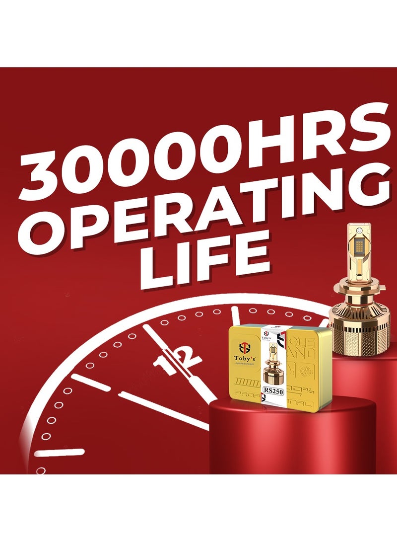 توبيز مصباح أمامي LED للسيارة RS250 H7 من Toby's أصلي بقوة 250 واط/القطعة وقوة 25000 لومن/القطعة ودرجة حرارة اللون 6500 كلفن - Image 4