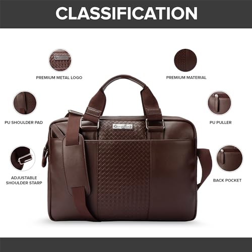 CROSS Brown Vegan Leather 15 Inch Laptop Briefcase Messenger Bag For Men - Image 3