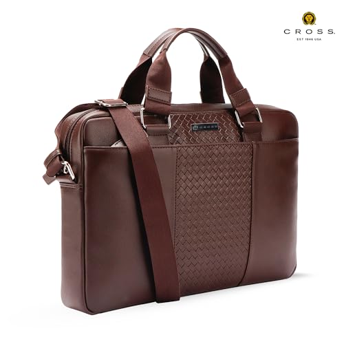 CROSS Brown Vegan Leather 15 Inch Laptop Briefcase Messenger Bag For Men - Image 5