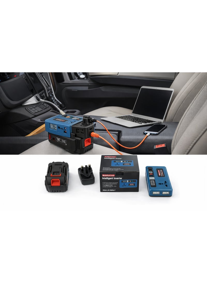 Labra محول طاقة ذكي متعدد الوظائف 3 دبوس | محول بطارية محمول مع منافذ USB وخرج كهربائي | مصدر طاقة للطوارئ للسيارة والسفر والمنزل - Image 1