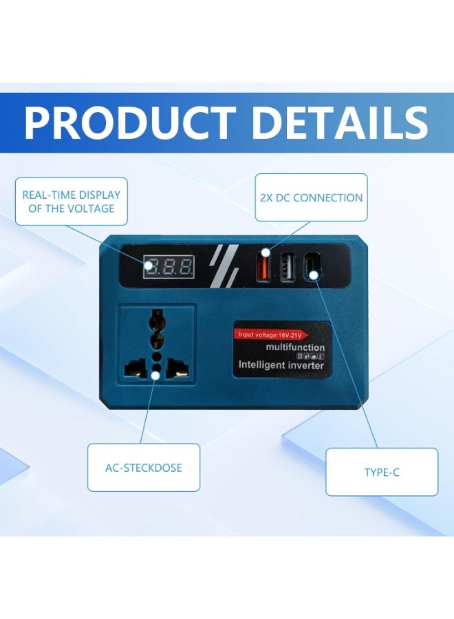 Labra محول طاقة ذكي متعدد الوظائف 3 دبوس | محول بطارية محمول مع منافذ USB وخرج كهربائي | مصدر طاقة للطوارئ للسيارة والسفر والمنزل - Image 2