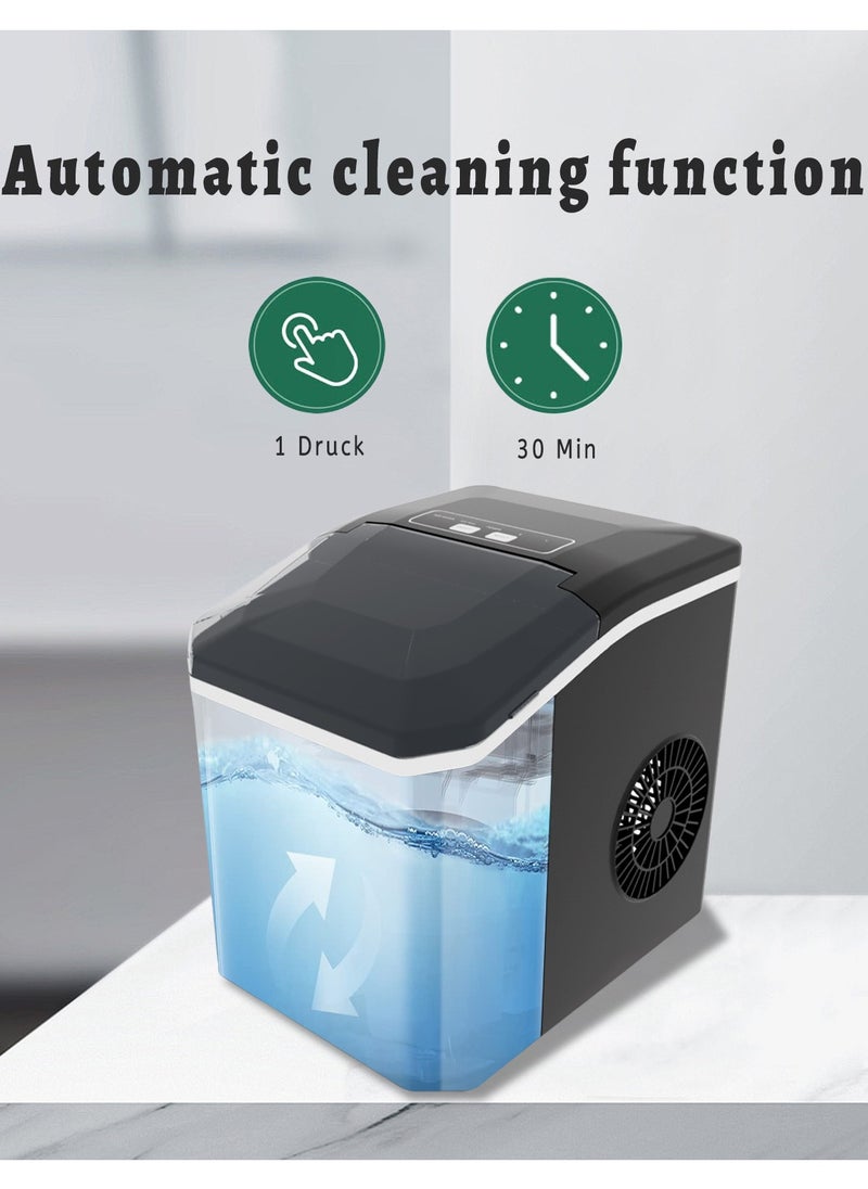 JoyousSto Bullet Ice Cube Maker 12kg/24 Hrs Ice Making Capacity with 9pcs Ice in 8 Minutes Per Cycle|1.3 L Water Container Capacity with LED Indicator 1.3 L 110 W Black  - Image 4