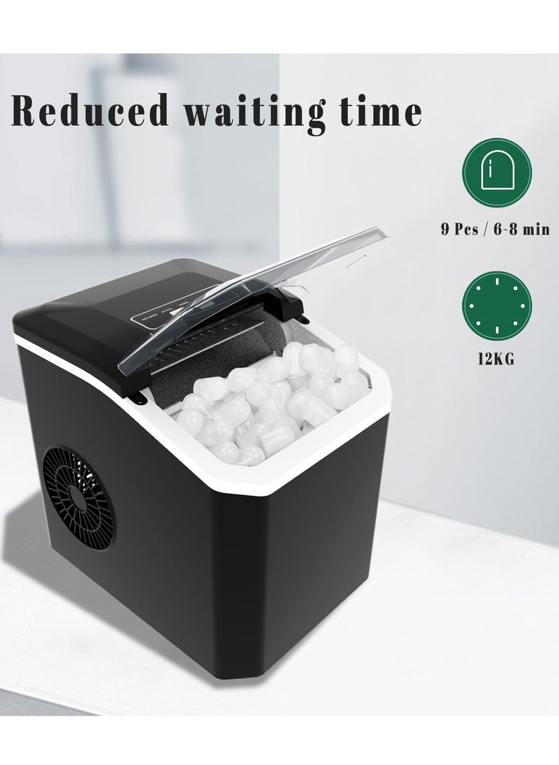 JoyousSto Bullet Ice Cube Maker 12kg/24 Hrs Ice Making Capacity with 9pcs Ice in 8 Minutes Per Cycle|1.3 L Water Container Capacity with LED Indicator 1.3 L 110 W Black  - Image 1