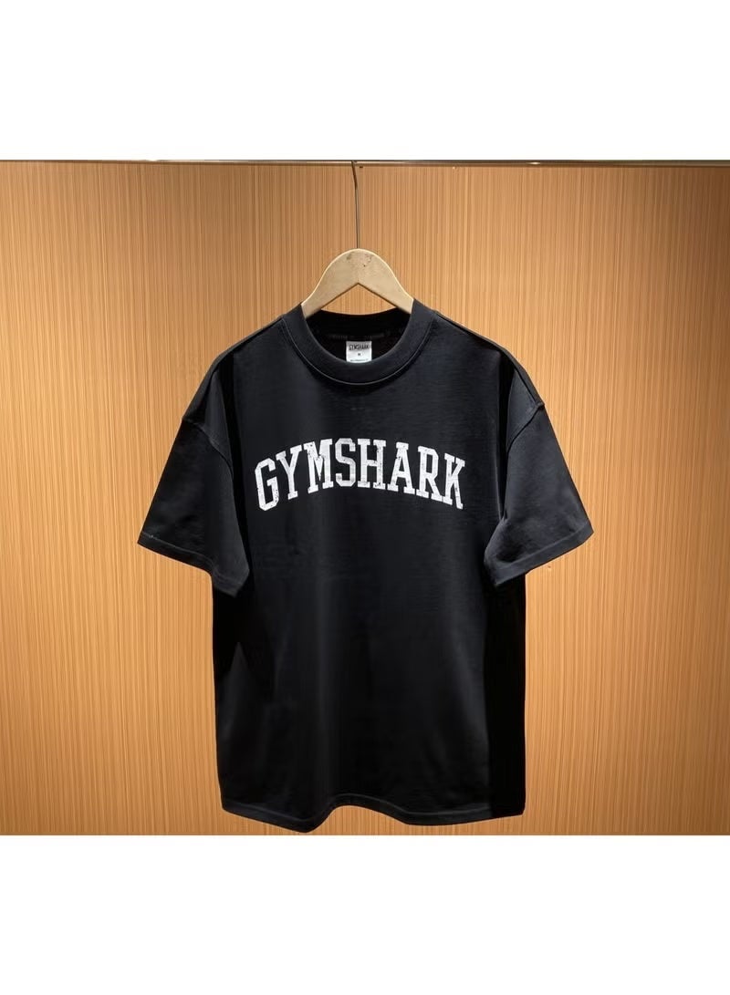 Gymshark Simple and loose cotton high-end breathable men's and women's fitness sports sweat absorbing soft short sleeved T-shirt - Image 4