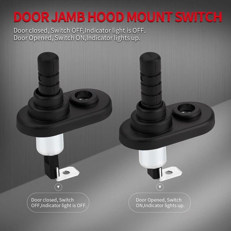 DAIERTEK Door Pin Switch 12V Alarm Hood Pin Switch Momentary Universal Adjustable Door Jamb Flange Light Hood Switch 20A 12 Volt Nickel Plated with Rubber Boot for Car Boat - Image 2