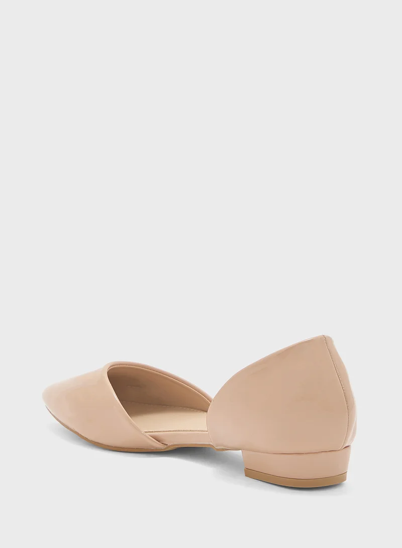 Ella Nude Patent Pointed Ballerina Flat for Women | Best Price UAE