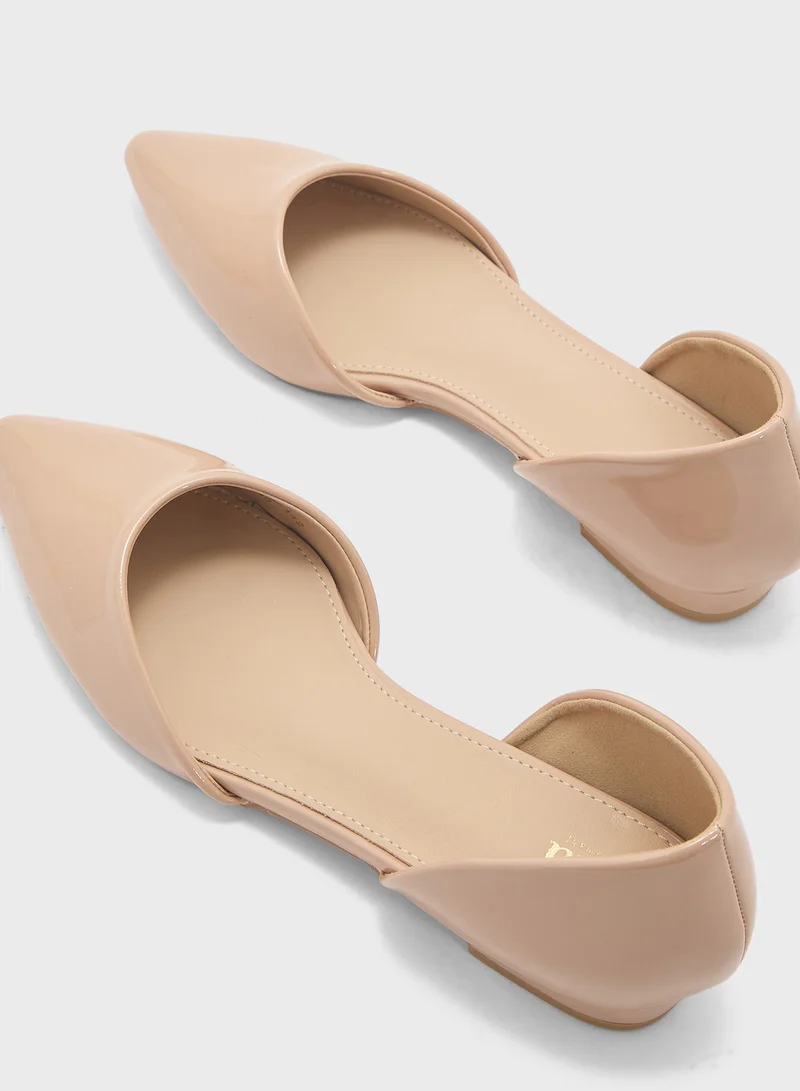 Ella Nude Patent Pointed Ballerina Flat for Women | Best Price UAE