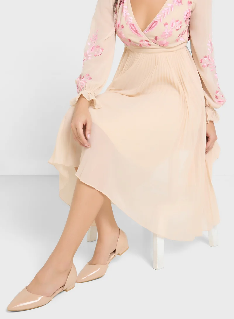 Ella Nude Patent Pointed Ballerina Flat for Women | Best Price UAE