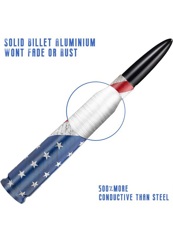 HVSTTPK Car Truck Bullet Antenna with Valve Stem Caps for F150 F250 F350 Super Chevrolet Duty Raptor Dodge Ram 1500 2500 3500, Truck Accessories（Black ）- American Flag Design - Image 5