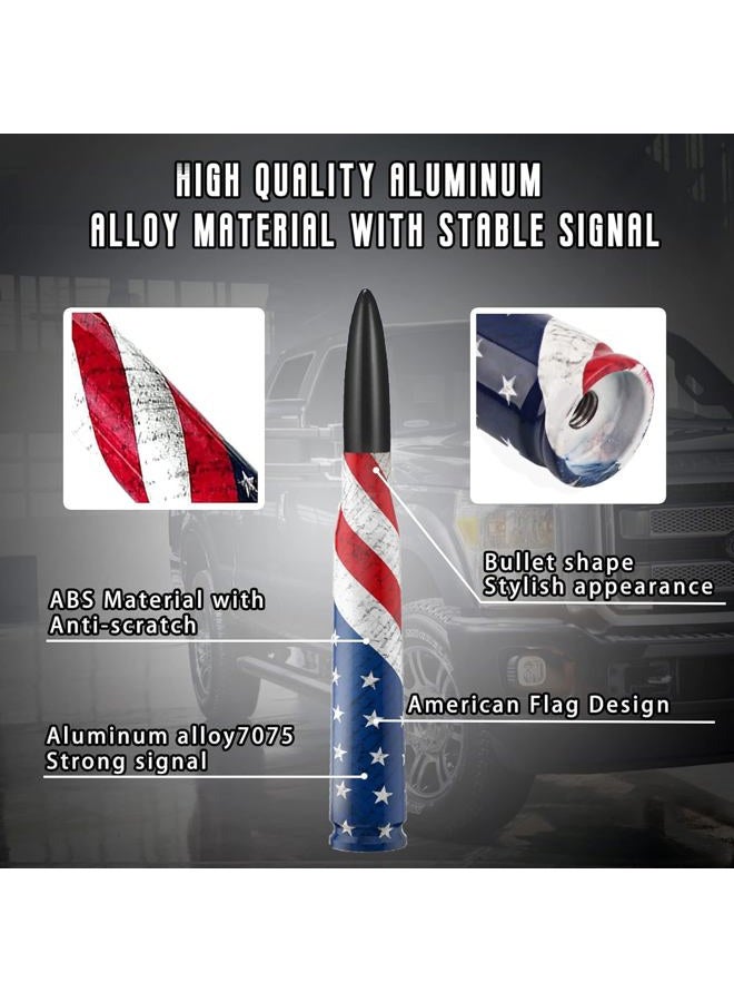 HVSTTPK Car Truck Bullet Antenna with Valve Stem Caps for F150 F250 F350 Super Chevrolet Duty Raptor Dodge Ram 1500 2500 3500, Truck Accessories（Black ）- American Flag Design - Image 2