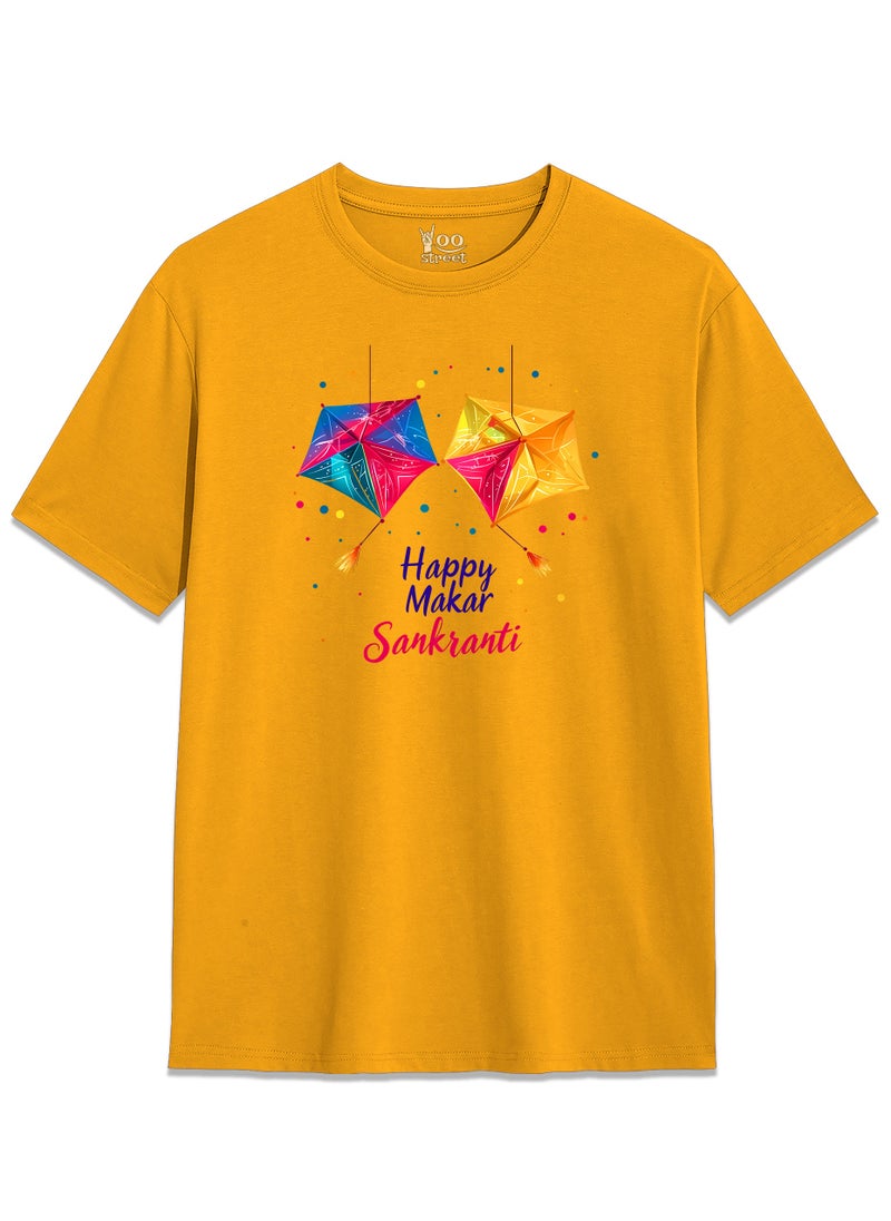 Yoo Street - Stylish Happy Makar Sankranti T-Shirt – Celebrate the Festival with Vibrant Elegance - Image 1