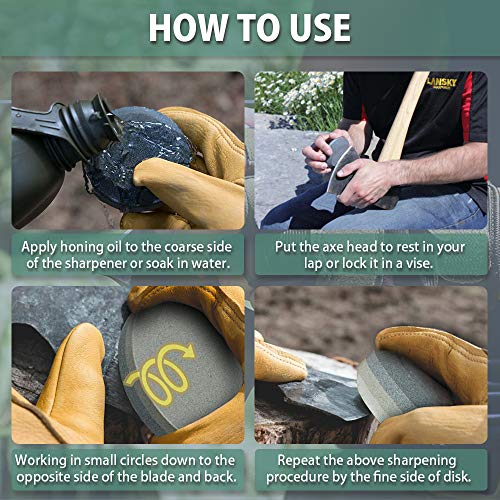 NedFoss Axe/Hatchet Sharpening Puck Whetstone Knife Sharpening Stone, Dual Grit Multi-Purpose Sharpener with Sheath - Image 4