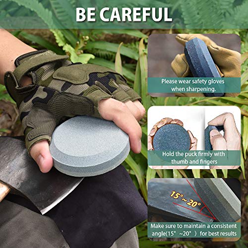 NedFoss Axe/Hatchet Sharpening Puck Whetstone Knife Sharpening Stone, Dual Grit Multi-Purpose Sharpener with Sheath - Image 5