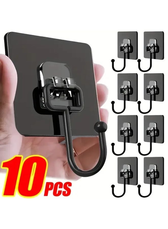 10 Pack Black Self Adhesive Wall Hooks Heavy Duty Waterproof For Home Organization - Image 2