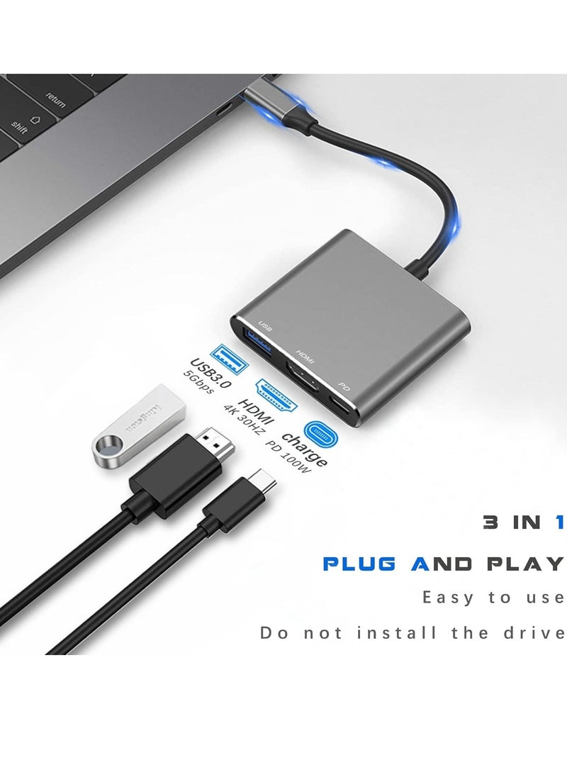 بيوينتي - NEW USB-C to HDMI Multiport Adapter with Charging Port – 4K Converter, USB 3.0 Adapter, Compatible with Mac, iPad Pro, MacBook, Chromebook - Image 1