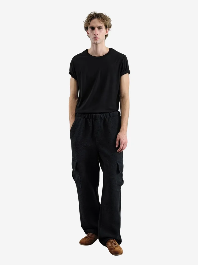 Giesto GIESTO Wide Leg Textured Pull-On Pants