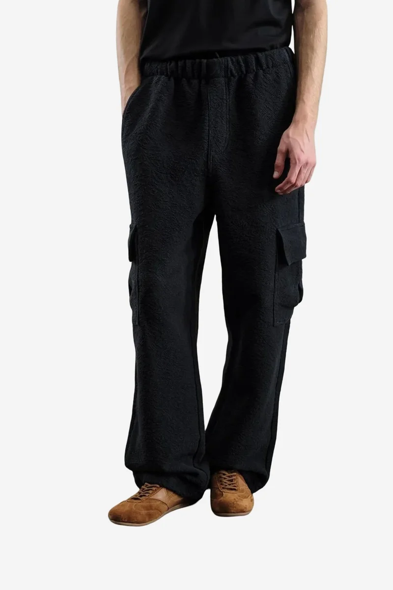 GIESTO Wide Leg Textured Pull-On Pants