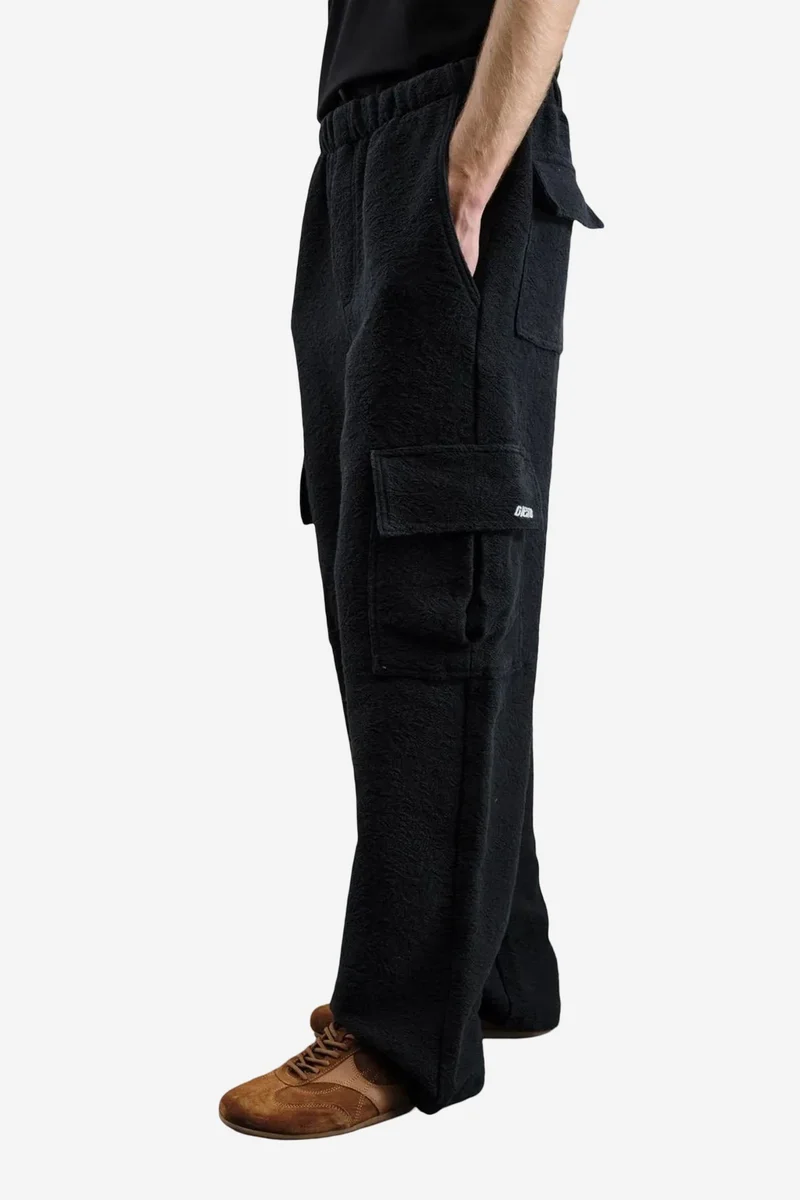 Giesto Black GIESTO Wide Leg Textured Pull-On Pants for Men | Best Price UAE