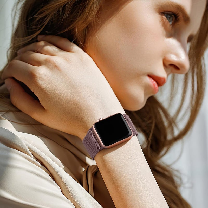 Lerobo Braided Band Compatible with Apple Watch Series 11 10 9 8 7 46mm 45mm 41mm Ultra SE 3 2 1 49mm Series 6 5 4 3 44mm 40mm 38mm 42mm Men iWatch Bands Women Stretchy Nylon Solo Loop Sport Strap - Image 5