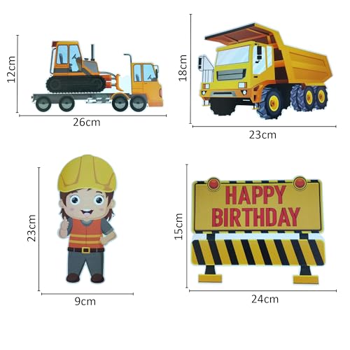 FI - FLICK IN 57 pcs Construction Theme Happy Birthday Decoration for Kids JCB Decorations Item for 2nd Birthday Party with Vehicle Truck Cutout , Banner Balloons (Pack of 57 , Multicolor) - Image 4