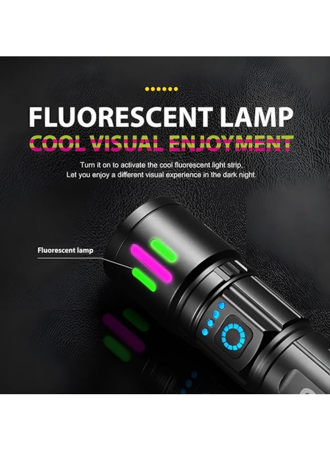QLIGHT Led Rechargeable Flashlight,100000 High Lumens Tectical Handled Super Bright Flashlights, 3 Modes,Waterproof,Zoom Adjustable,Long Lasting Torch light For camping Hiking And Emergencies.  - Image 4