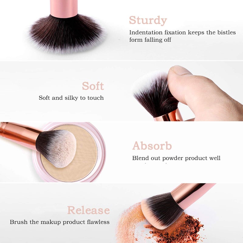 DUAIU Makeup Brushes DUAIU 15PCs Marble Makeup Brush Set Premium Synthetic Kabuki Powder Blush Contour Foundation Concealer Eyeshadow Brushes with Makeup Sponge Make up Tool A Grey - Image 4